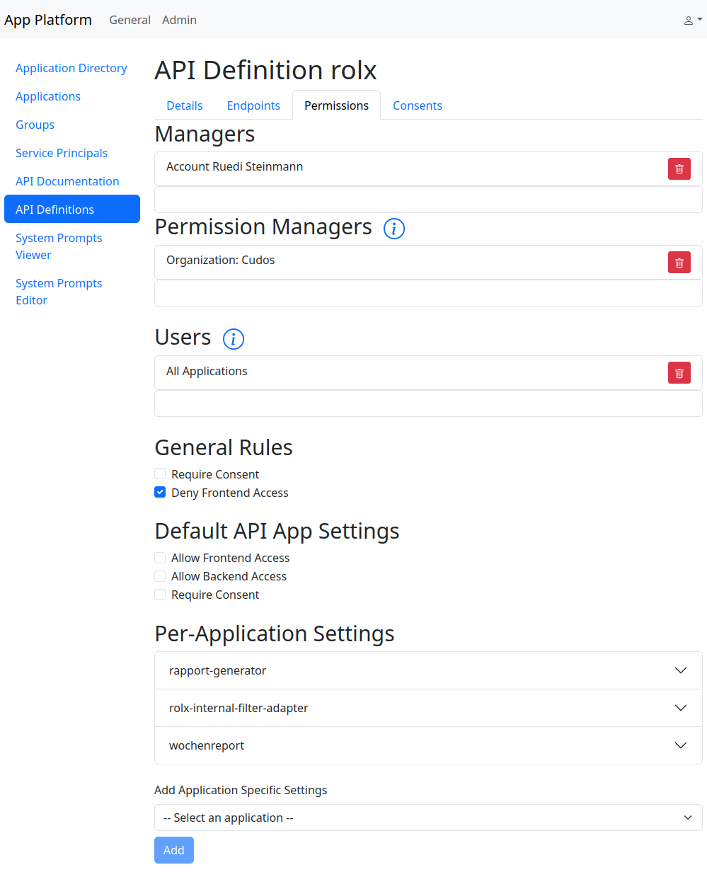 API Definition Permissions